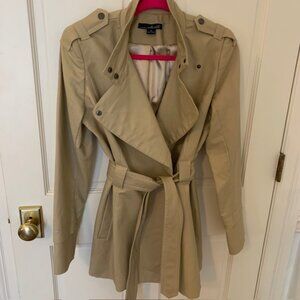 Willi Smith Classic Khaki Trench Coat, Size Medium